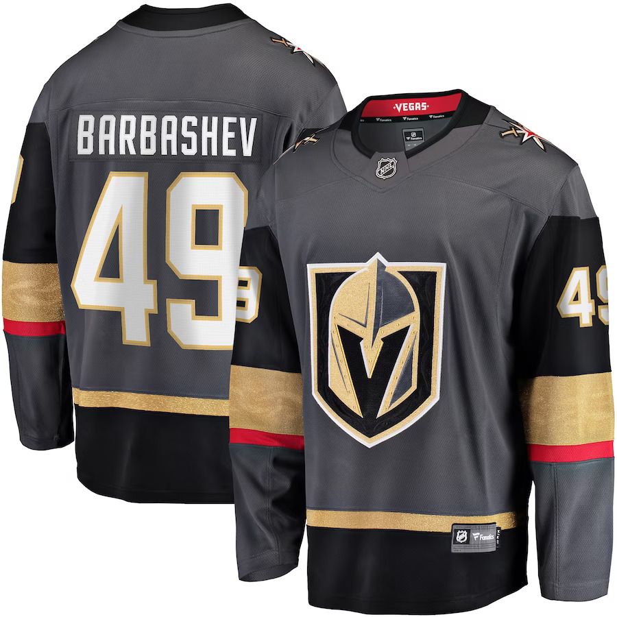 Men Vegas Golden Knights #49 Ivan Barbashev Fanatics Branded Gray Home Breakaway NHL Jersey